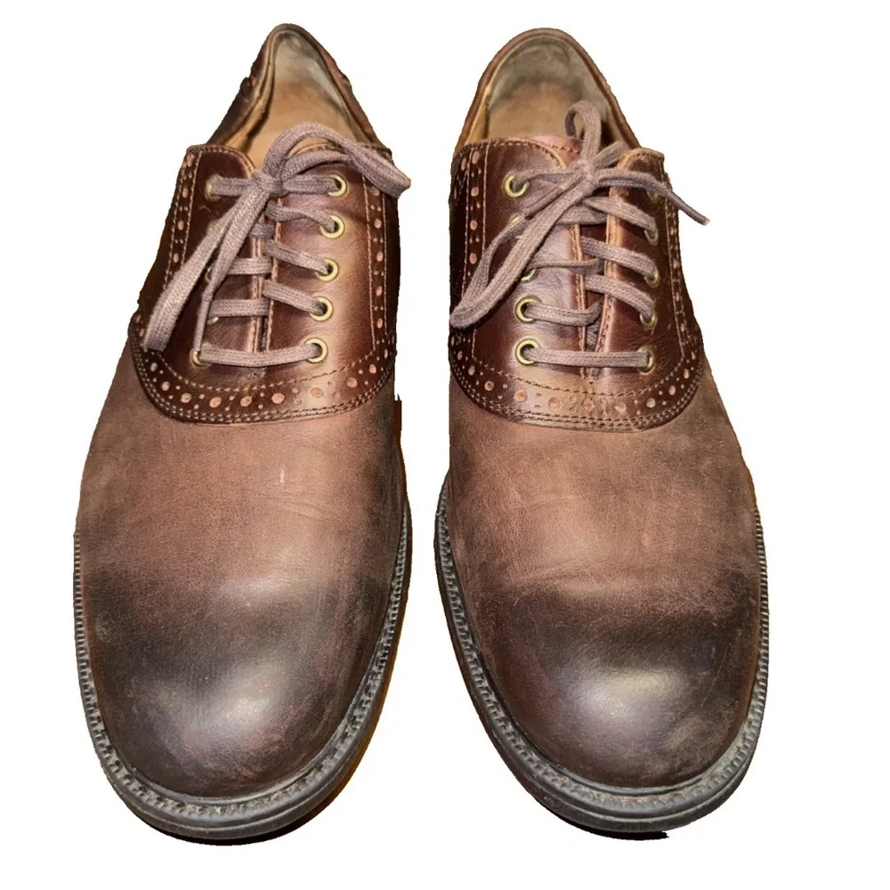 Johnston & Murphy XC4 Brown Toe Oxford Shoe Waterproof Sheepskin Sz 9.5 USED‎
